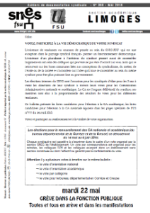 Bulletin académique 358 - Mai 2018 - Elections à la CA académique du SNES-FSU