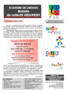 Bulletin du collectif AED/AESH FSU académique - Septembre Octobre 2018