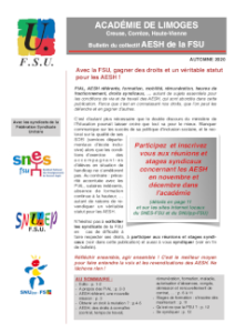 Bulletin du collectif AESH FSU académique - Octobre-Novembre 2020