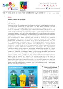 Bulletin académique 405 - Avril 2024