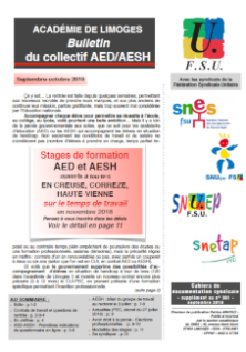 Bulletin du collectif AED/AESH FSU académique - Septembre Octobre 2018