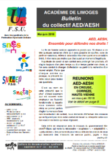 Bulletin du collectif AED/AESH FSU académique - Mai Juin 2018