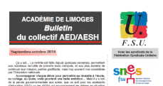 Bulletin du collectif AED/AESH FSU académique - Septembre Octobre 2018