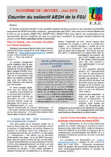 Courrier du collectif AESH FSU académique - Juin 2019