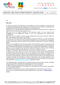 Bulletin académique 375 - Avril 2020