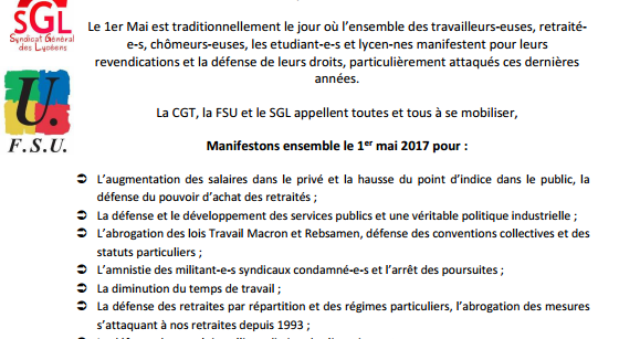 1er Mai - Journée internationale pour les droits des travailleurs - (…)