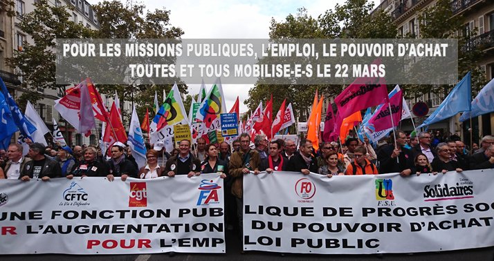 Jeudi 22 mars - Grève Fonction Publique pour un printemps des fonctionnaires (…)