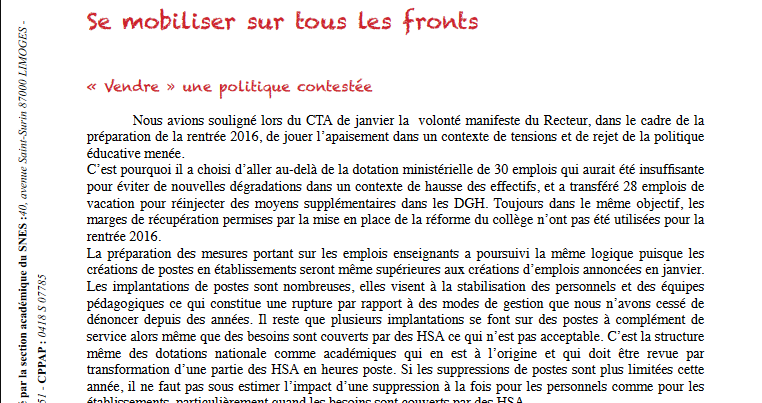 Bulletin académique Mars 2016 n°342