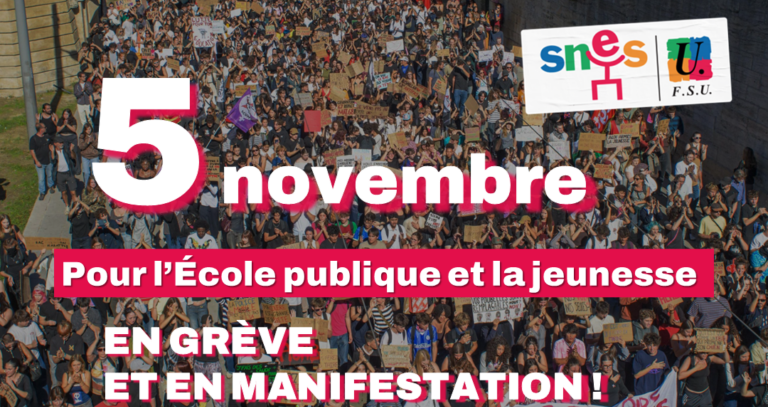 Jeudi 5 novembre - En grève et en manifestation pour l'Ecole Publique&nbsp;(…)